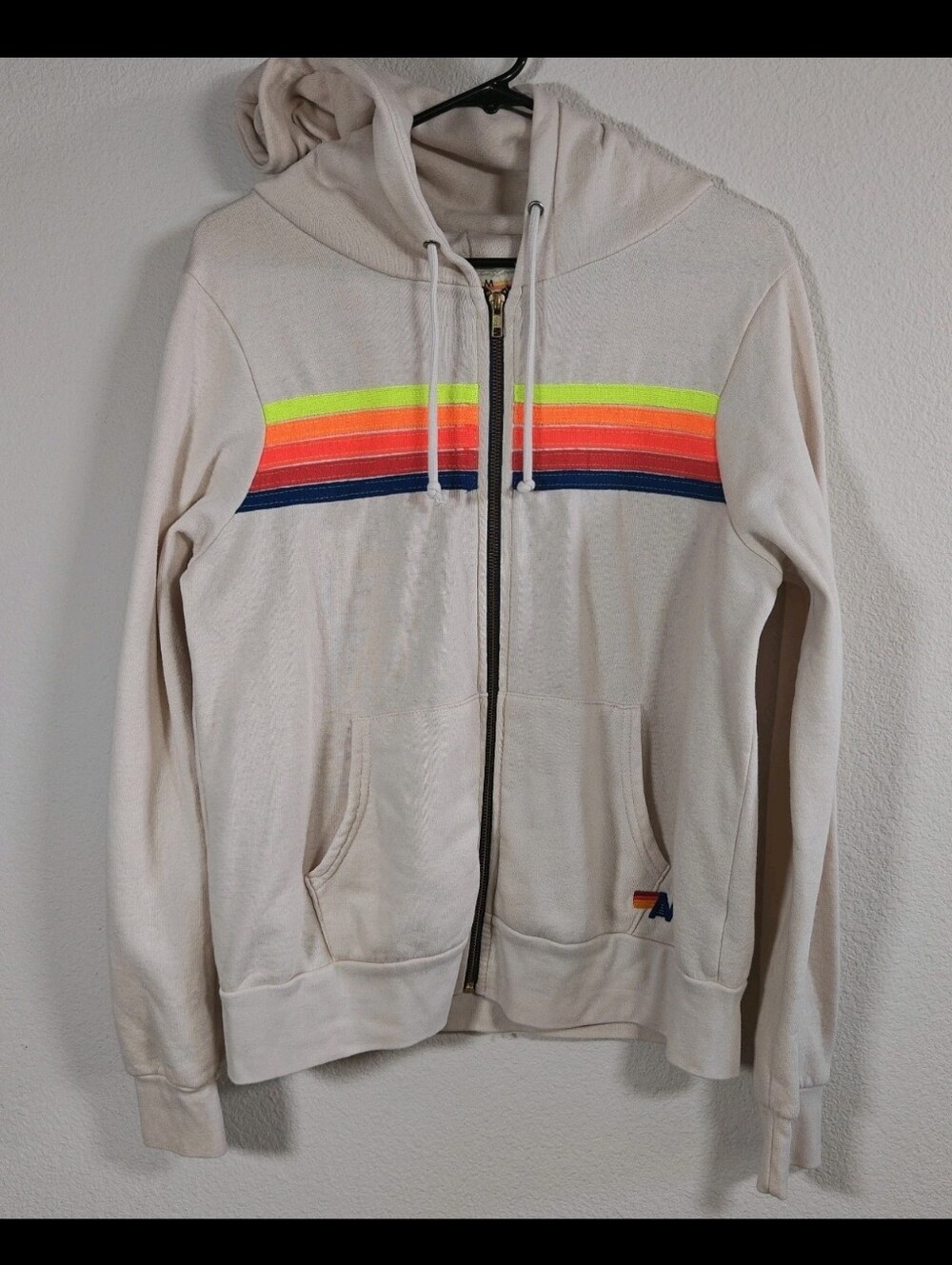 Aviator Nation 5 Stripe Zip Up Hoodie Size M